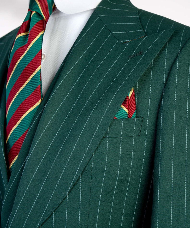 Green Peak Lapel Single-breasted 3-piece Suit