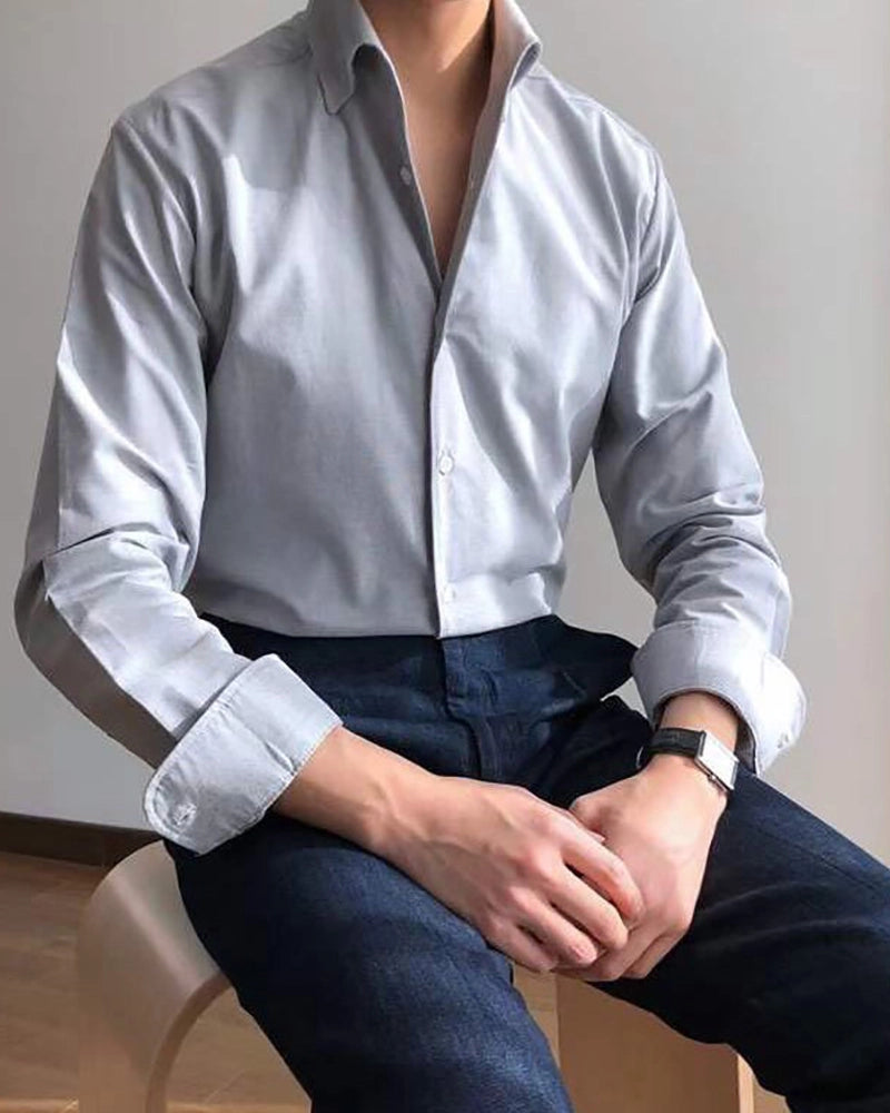 Gray Fit Solid Casual Shirt