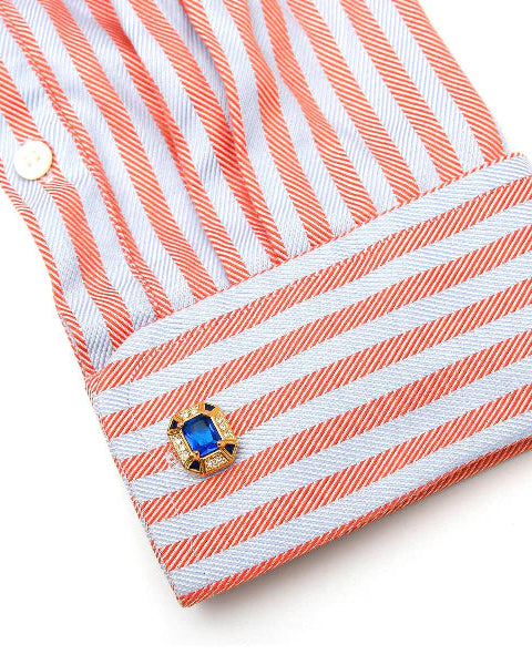 Men’s Gold Blue Crystal Cufflinks