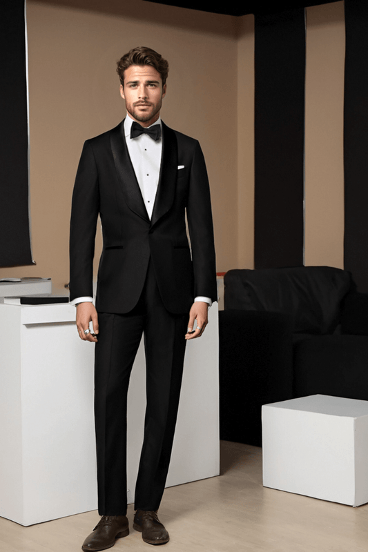 Black Shawl Lapel One Button 2 Piece Suit