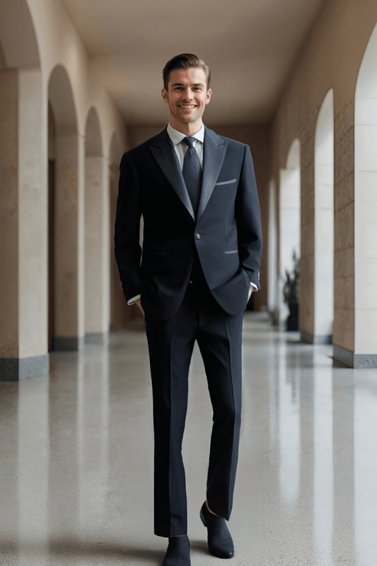 Black 2 Piece Shawl Lapel One Button Suit