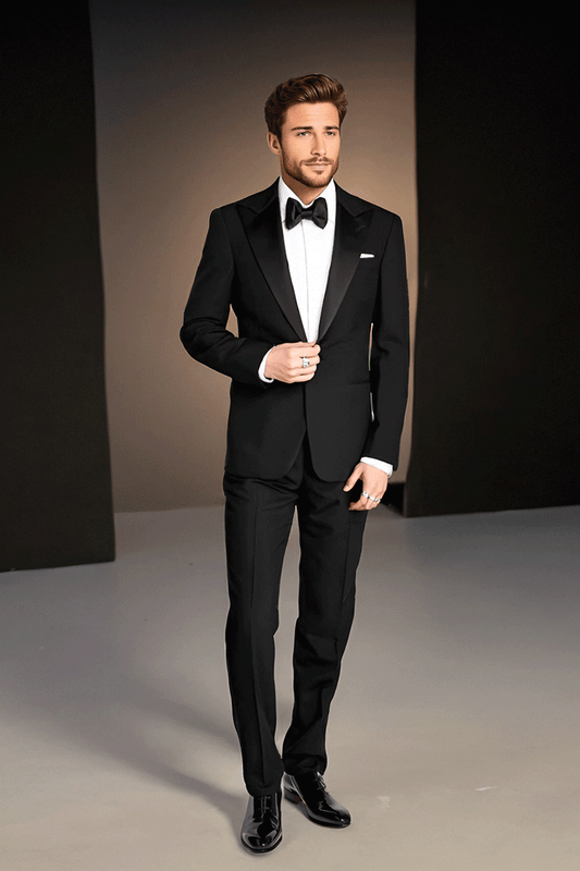 Traje de 2 piezas de corte regular y 1 botón, color negro