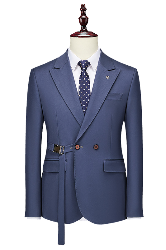 Blue 2-Button Flexible Waistband Modern Fit Suit