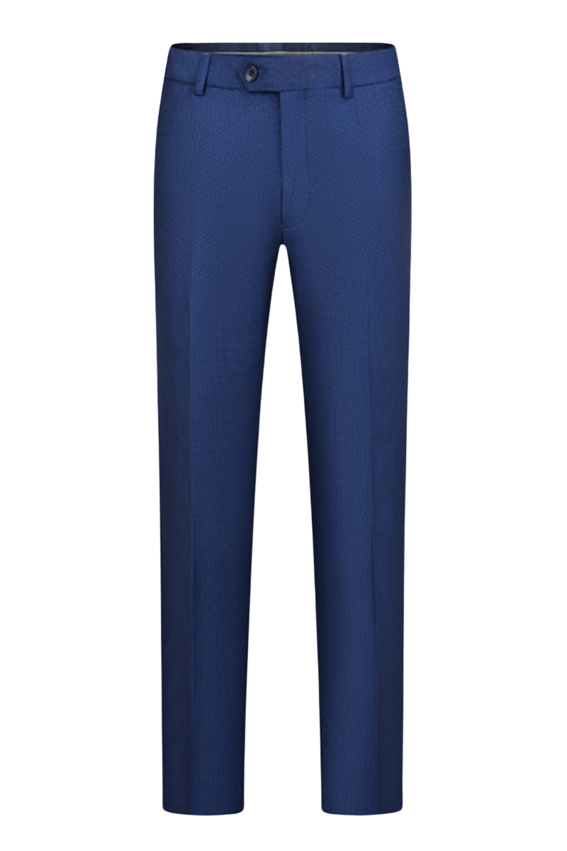 Blauer zweiteiliger Zweireiher-Anzug mit steigendem Revers