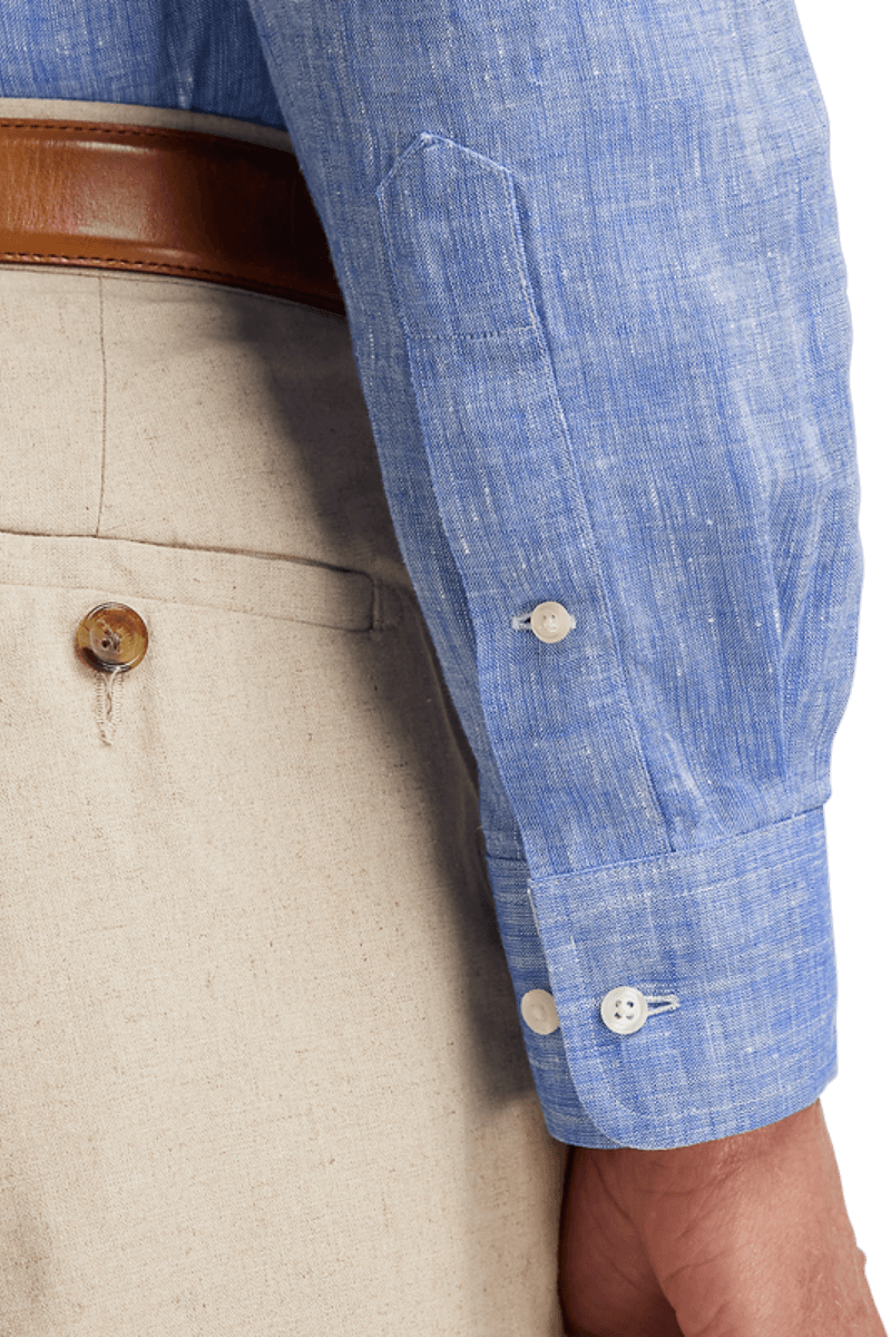 Chemise en lin bleu sans repassage