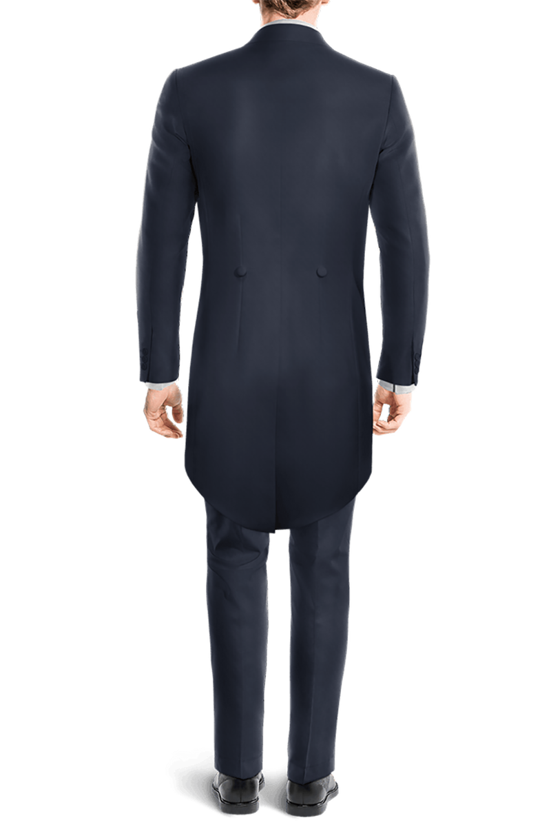 Blue 2 Piece Peaked Lapel One Button Suit