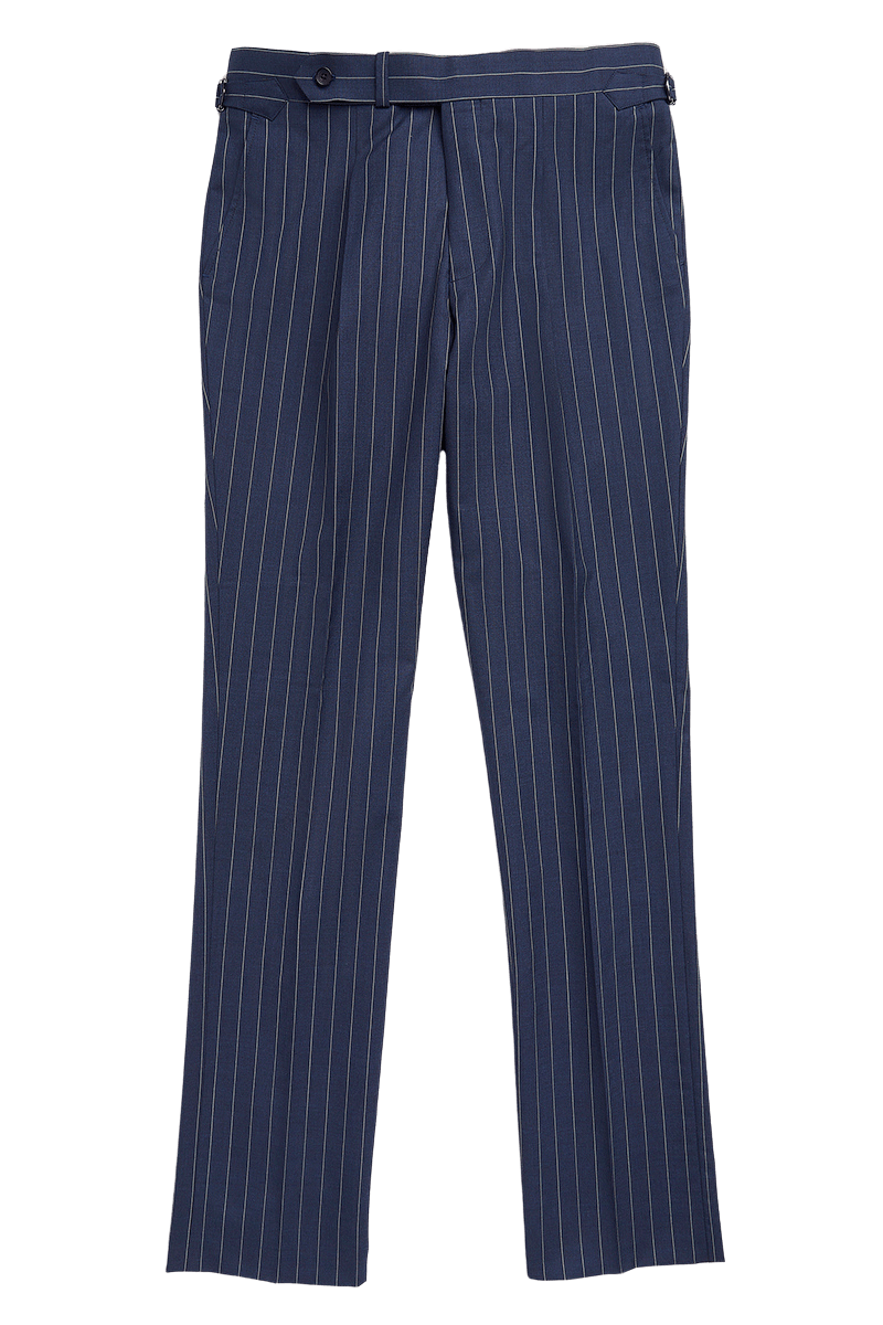 Traje cruzado tropical de rayas azules