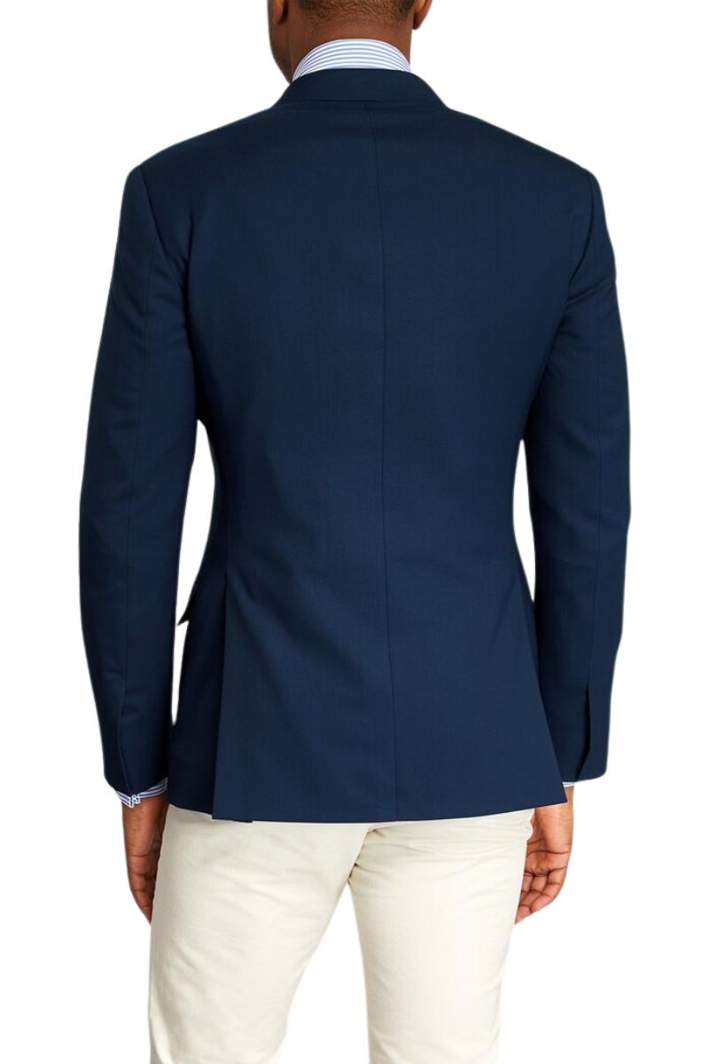 Traje cruzado de 2 piezas de corte regular en azul y blanco