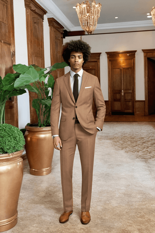 Brown 2 Piece Notch Lapel 2-Button Suit