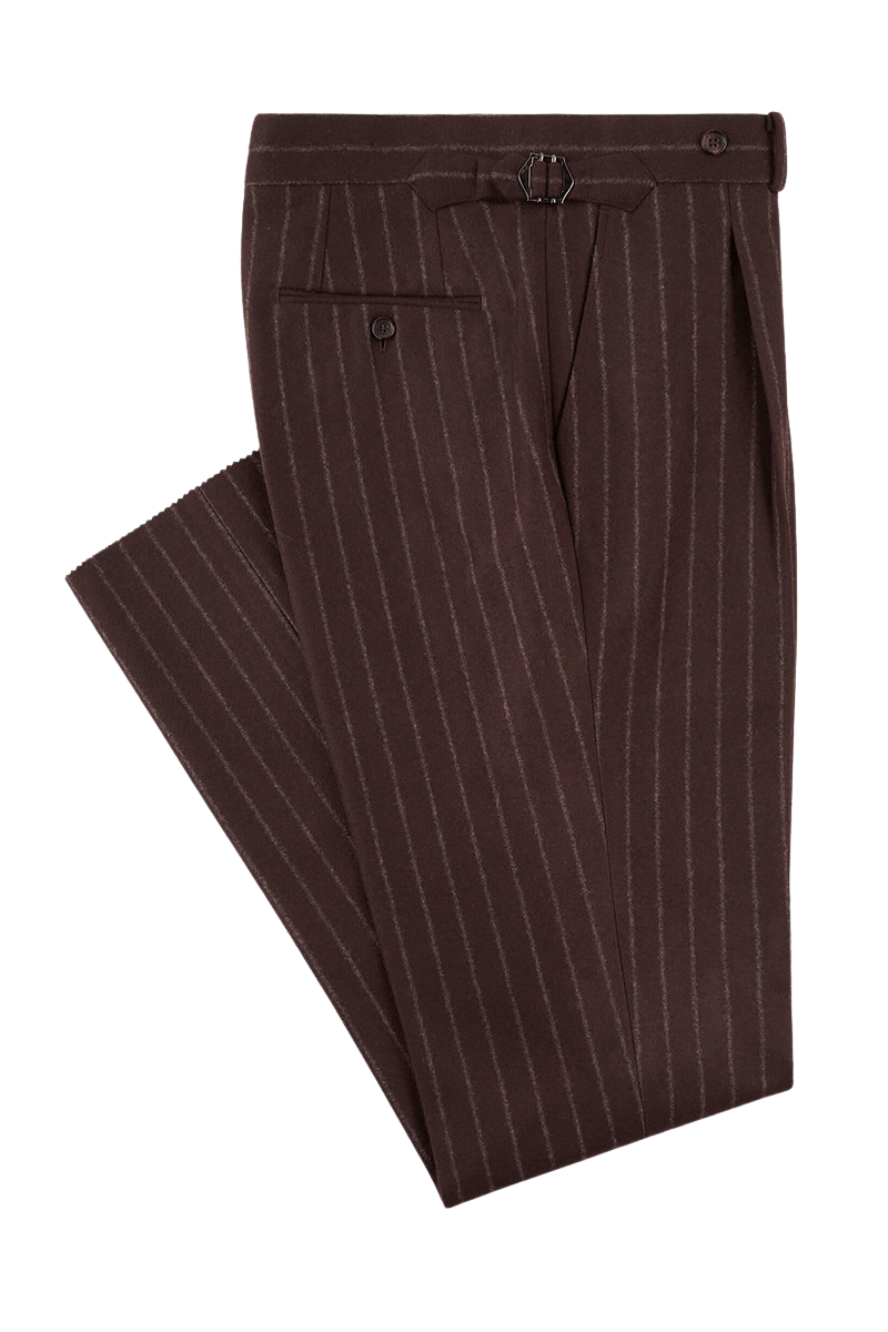 Brown Stripe 2 Piece Peaked Lapel Double Breasted Suit
