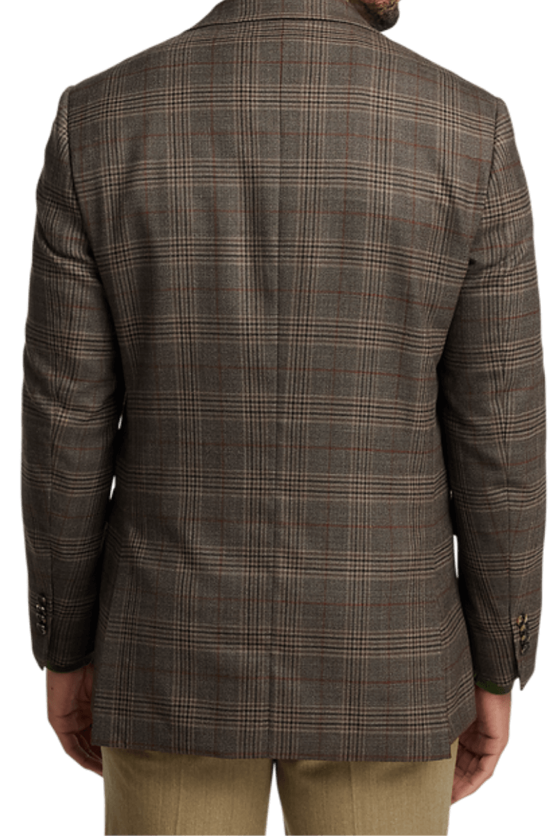 Brown Plaid Notch Lapel 2-Button Jacket