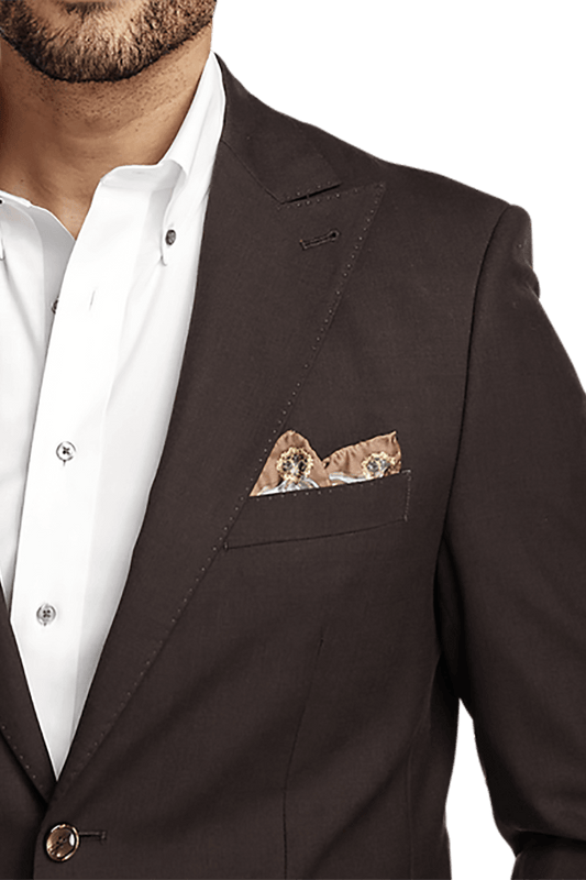 Dark Brown 2 Piece Peaked Lapel 2-Button Suit