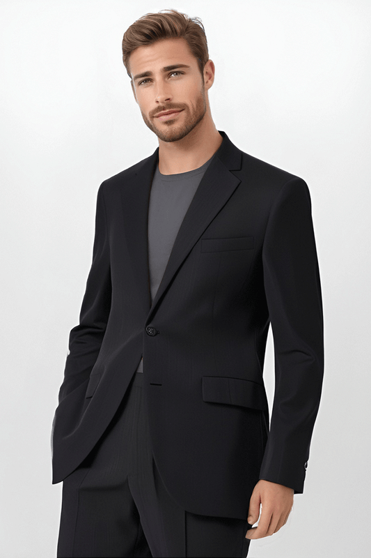 Dark Blue Pinstripe 2 Piece 2 Button Suit