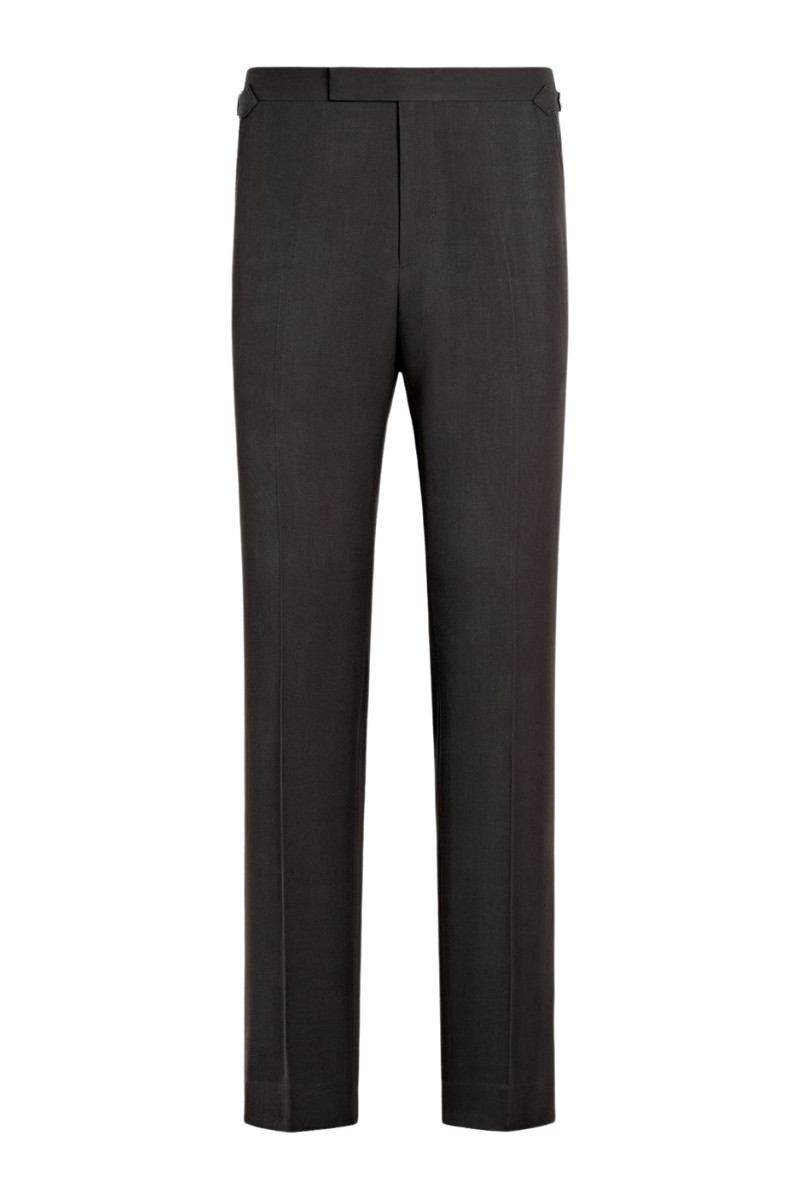 Costume croisé en laine marron foncé avec revers châle