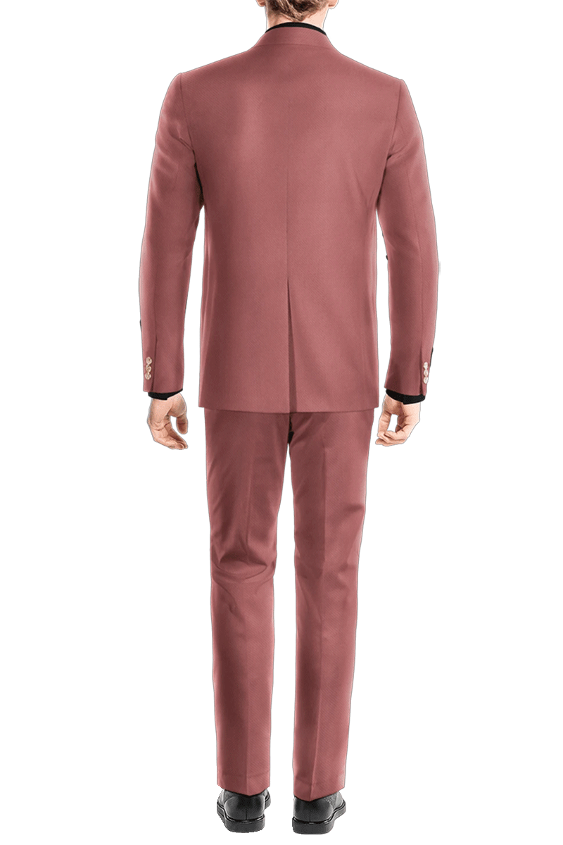 Traje de 3 piezas de corte entallado y 1 botón en color rosa oscuro