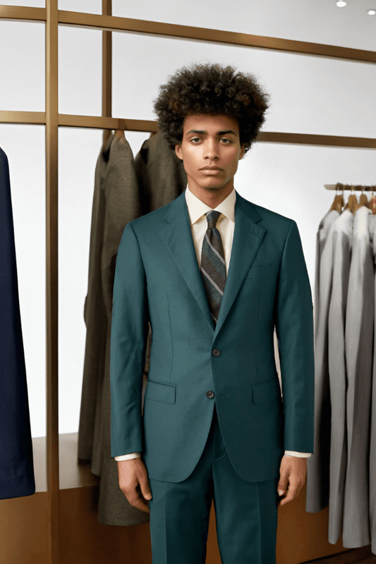 Green 2 Piece Notch Lapel 2-Button Suit