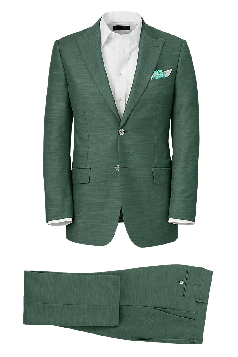 Green Performance Blend Single Breasted Peak Lapel Suit – Goosuit