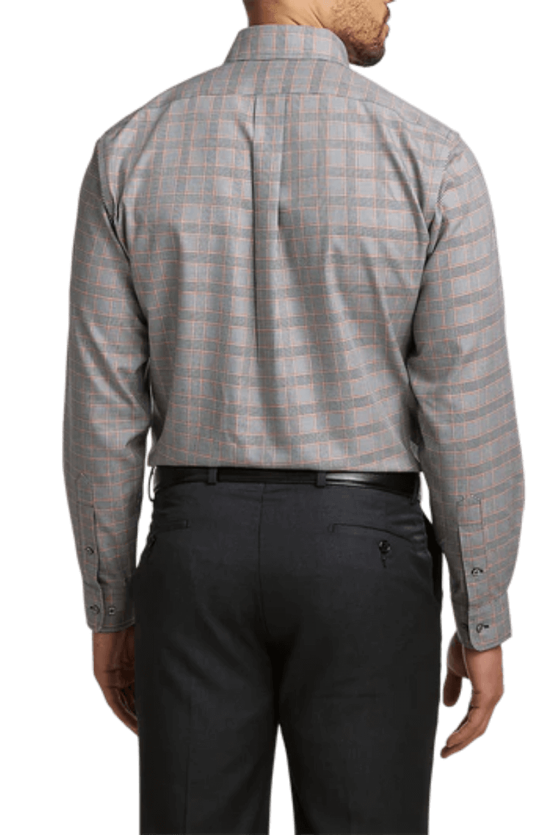 Camisa informal de algodón a cuadros gris que no necesita planchado