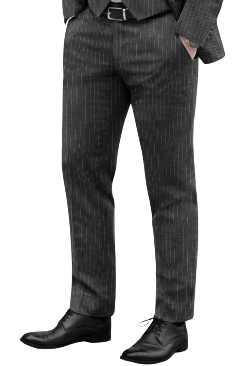 Gray Pinstripe 2 Piece Notch Lapel 2-Button Suit
