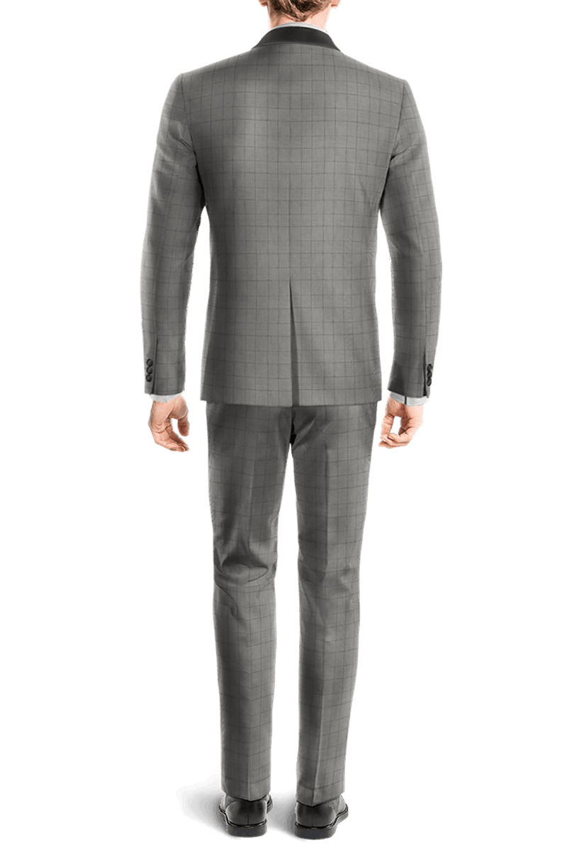 Smoking gris avec costume à revers noir