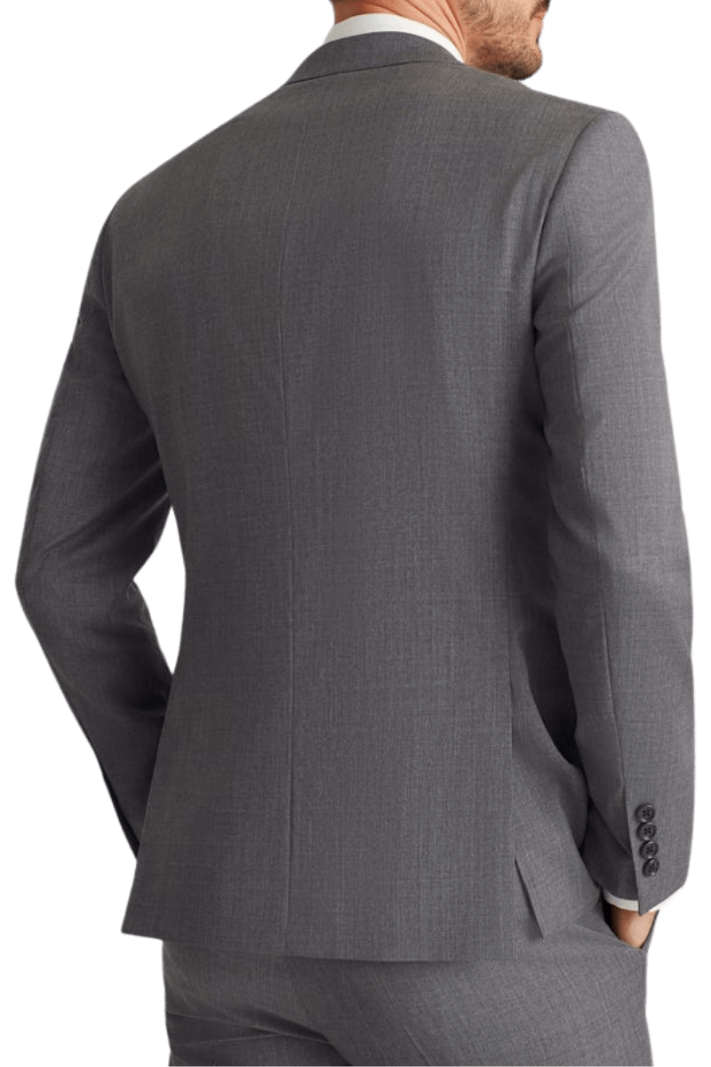 Chaqueta de lana gris con solapa de muesca y dos botones