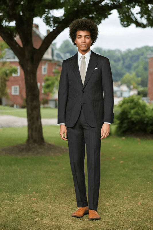 Gray Pinstripe 3 Piece Notch Lapel 2-Button Suit