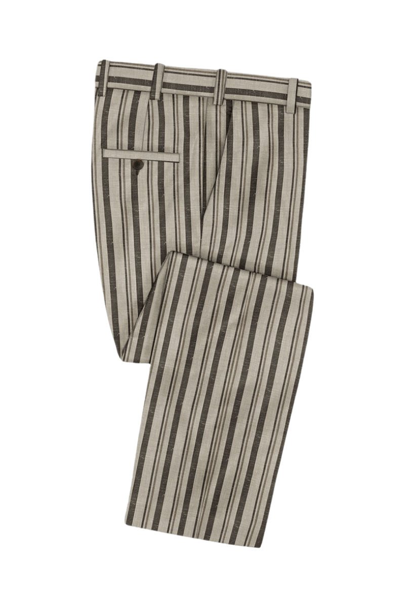 Costume en laine à rayures beiges