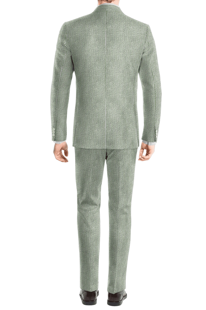 Traje de dos piezas de 2 botones de raya diplomática entallado verde claro