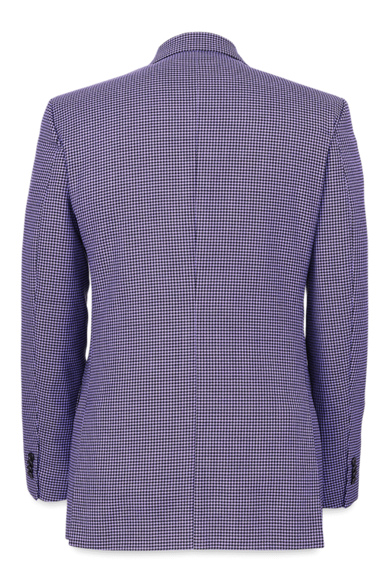 Chaqueta de lana con solapa de pico y botonadura sencilla con estampado pata de gallo en color morado