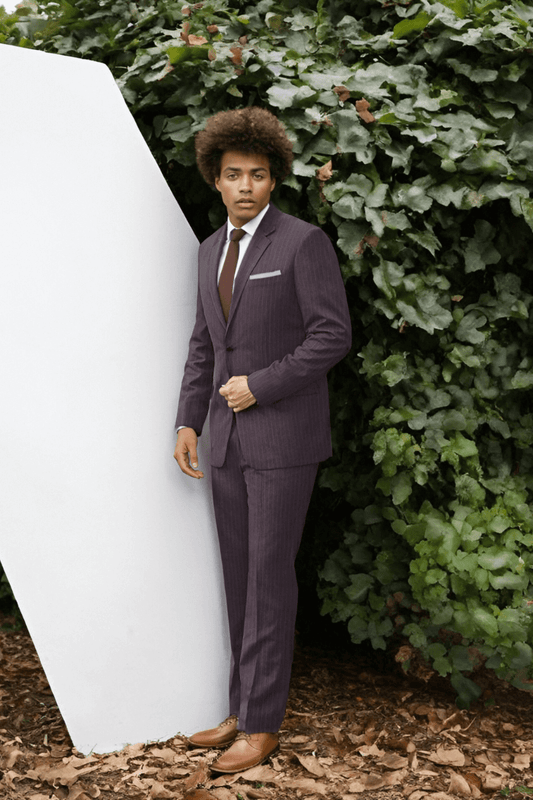 Purple Pinstripe 2 Piece Notch Lapel 2-Button Suit