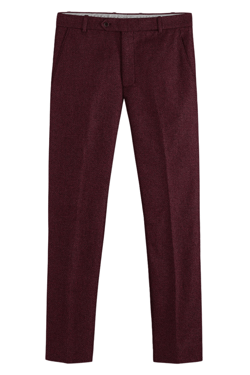 Traje de tweed rojo de tres piezas