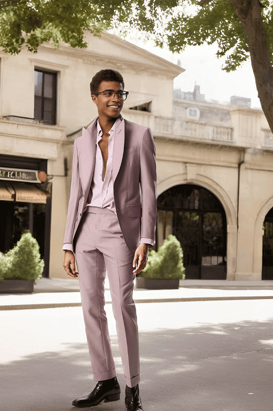 Rose Nude Pink Slim fit 2 piece 2-Button Suit