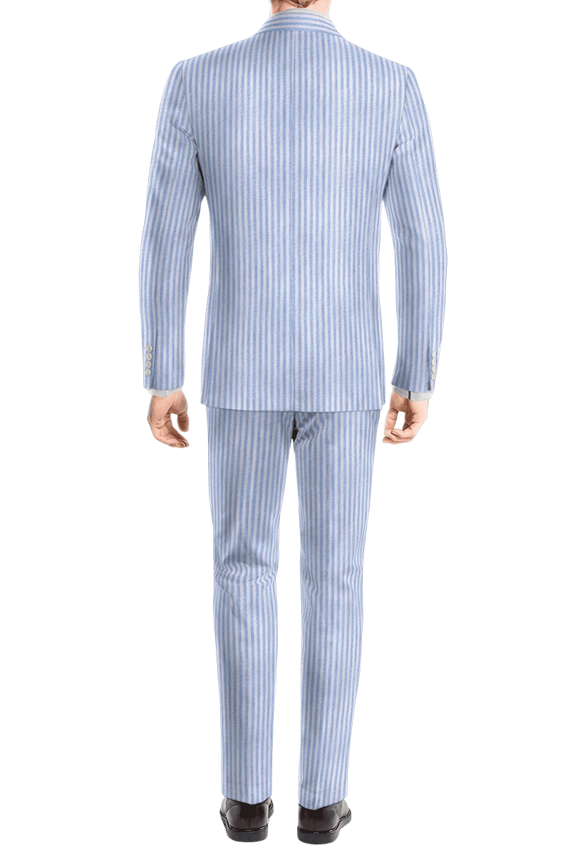 Sky Blue Slim Fit Pinstripe 2 Piece 2 Button Suit