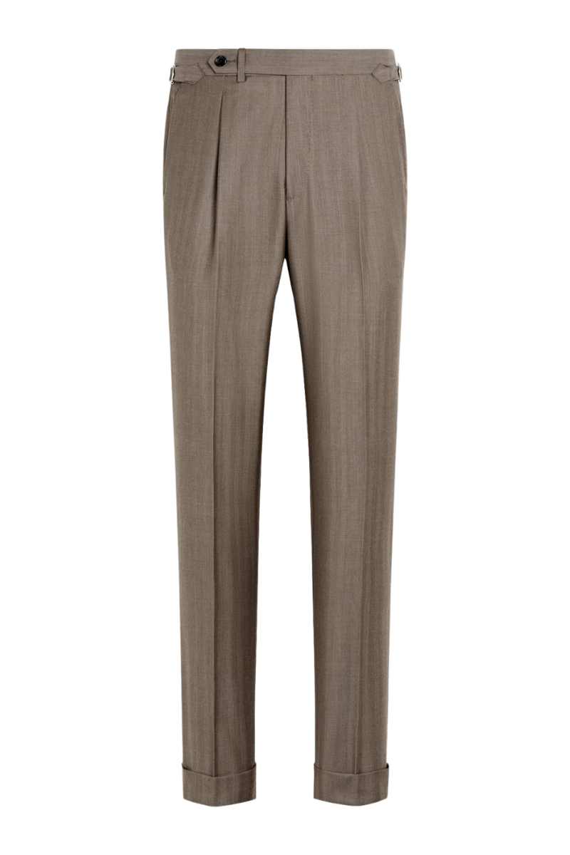 Tan Brown 2 Piece Peaked Lapel Double Breasted Jacket