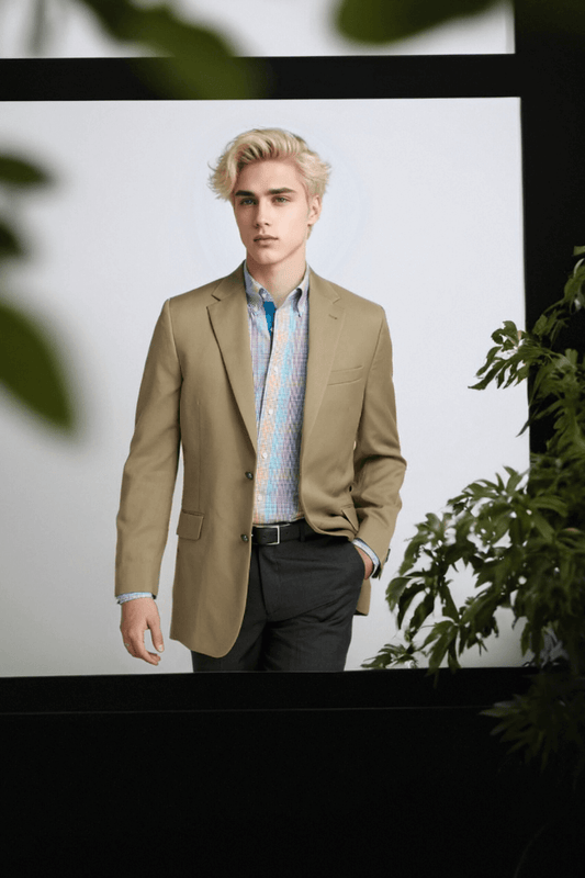 Tan Brown Notch Lapel 2-Button Jacket