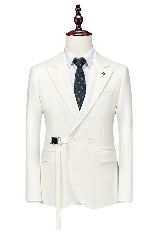 White 2-Button Flexible Waistband Modern Fit Suit