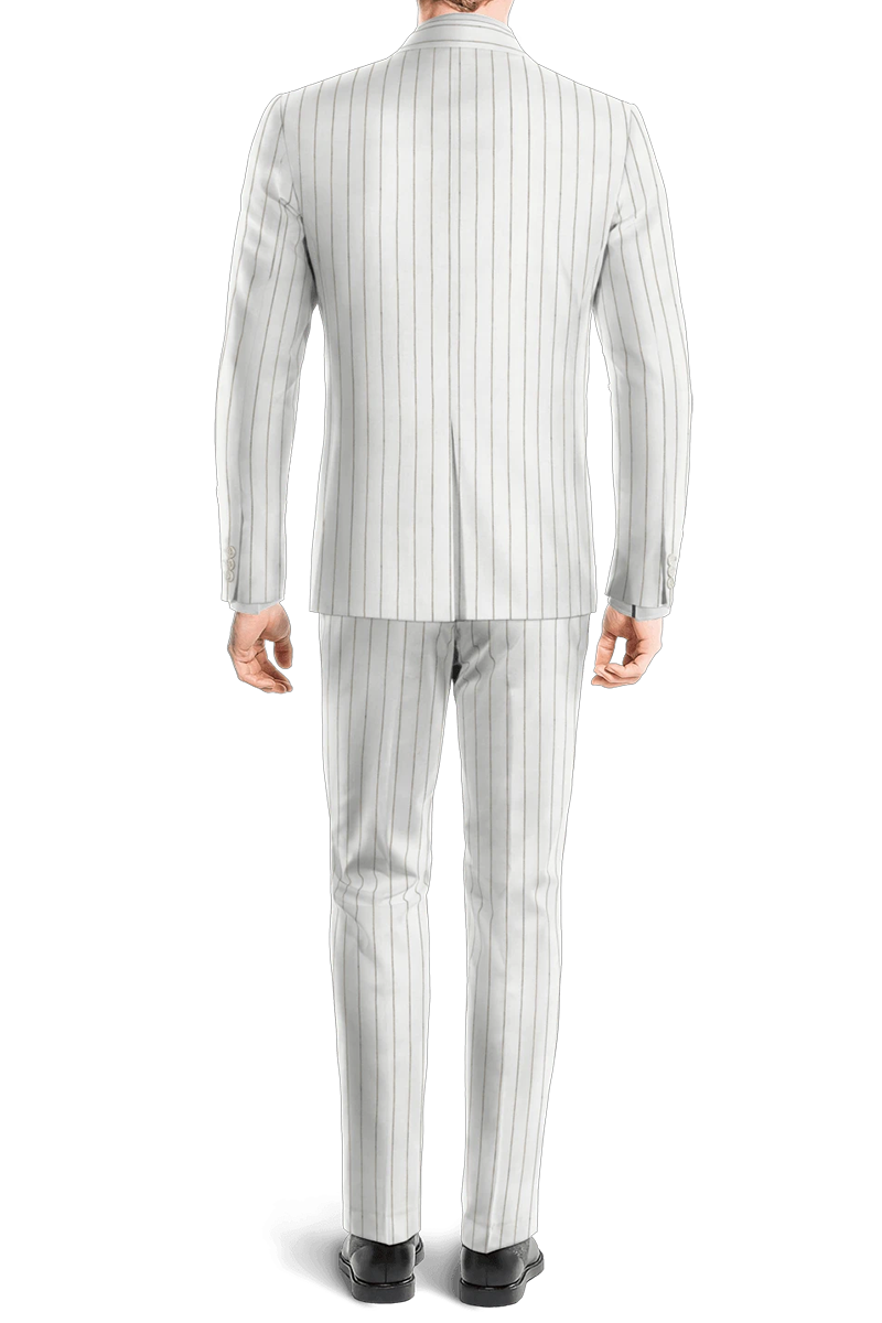 Traje de dos piezas de 2 botones y corte entallado de raya diplomática en color blanco