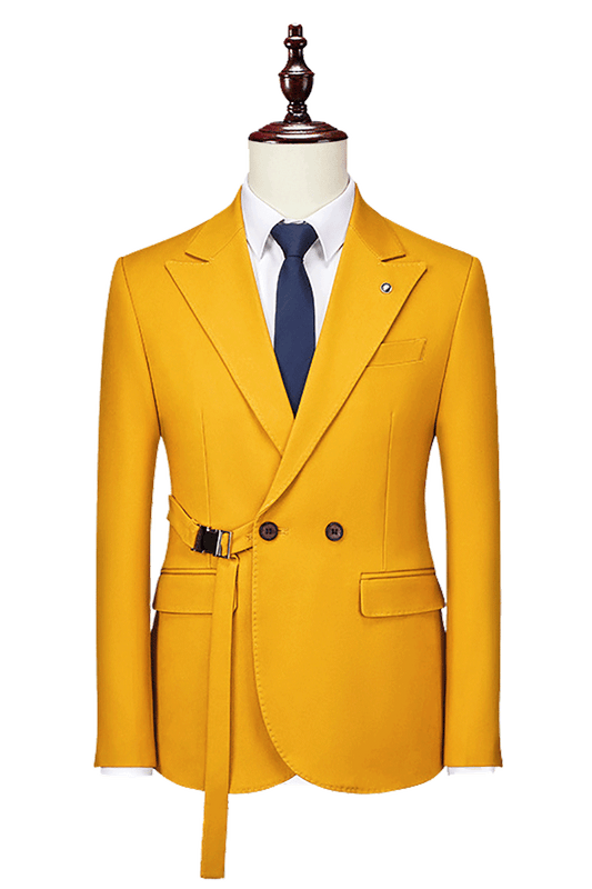 Yellow 2-Button Flexible Waistband Modern Fit Suit