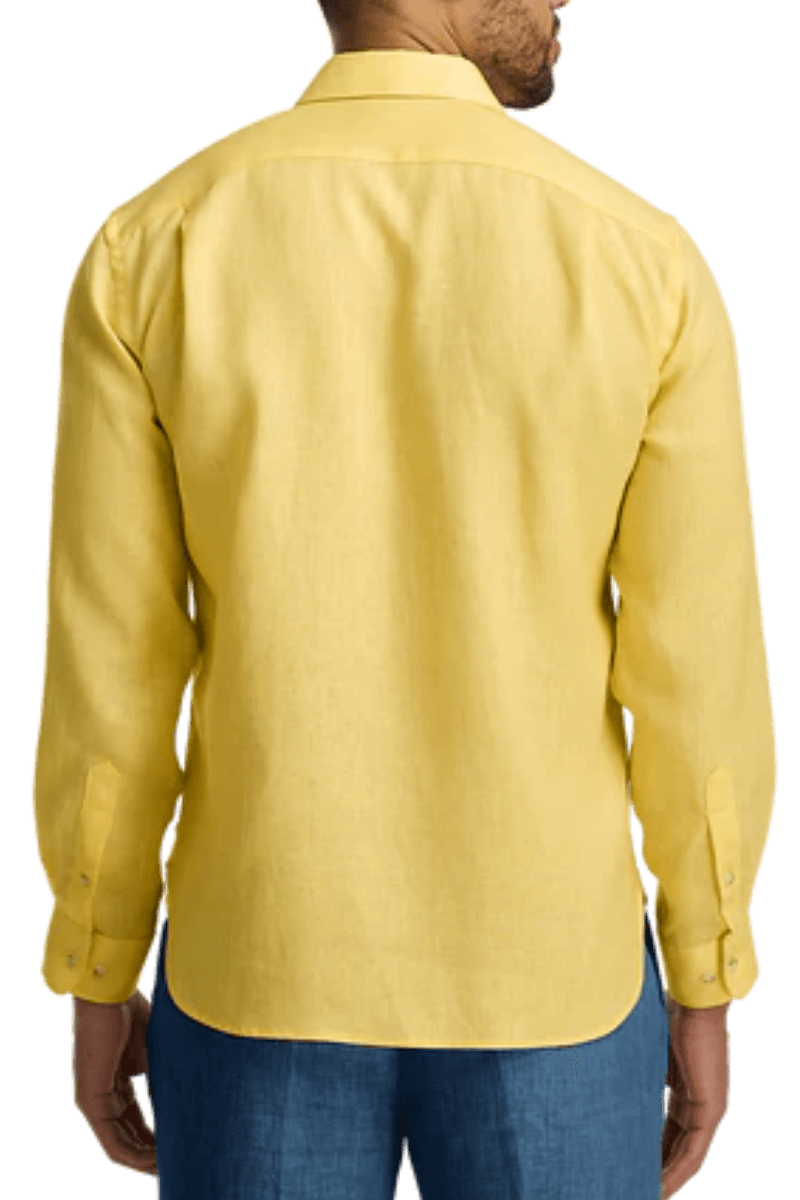 Chemise unie classique en lin jaune