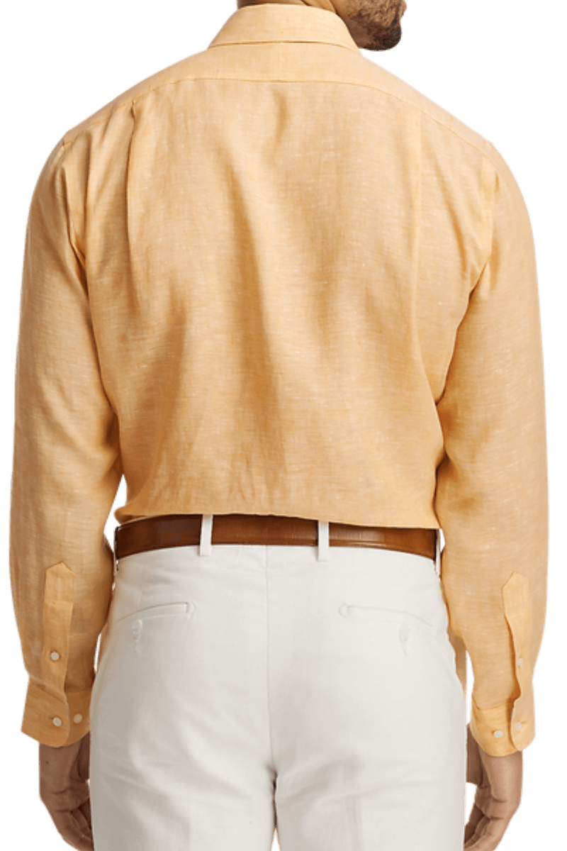Gelbes bügelfreies Leinenhemd