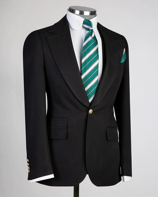 Men's One-button Peak Lapel 3-piece Suit
