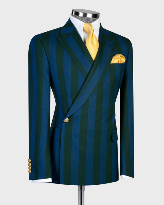 Bold Striped One-button 2-piece Suit