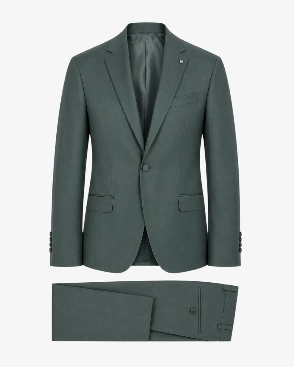Costume gris 2 pièces à revers pointus et 2 boutons