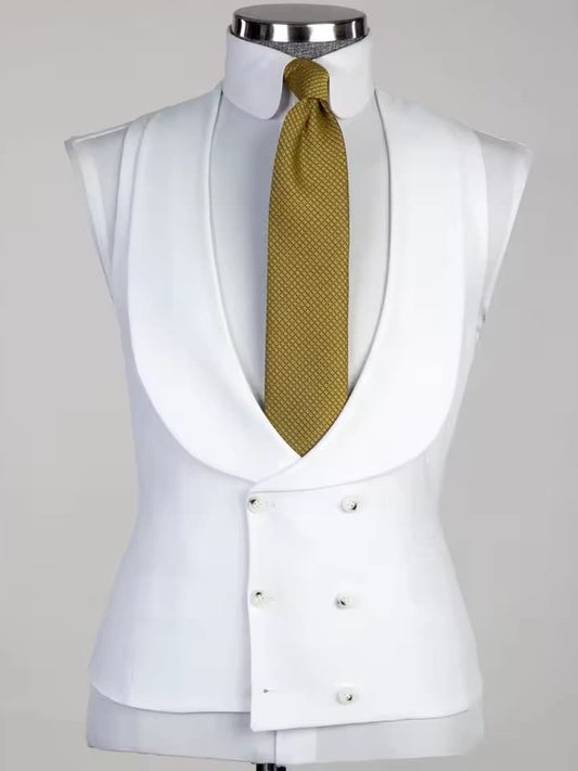 White Three-Piece Suit for Men – Slim Fit Peak Lapel Wedding & Formal Tuxedo Set