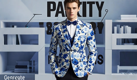 Blue Flowers 2-Button Slim Fit Jacket