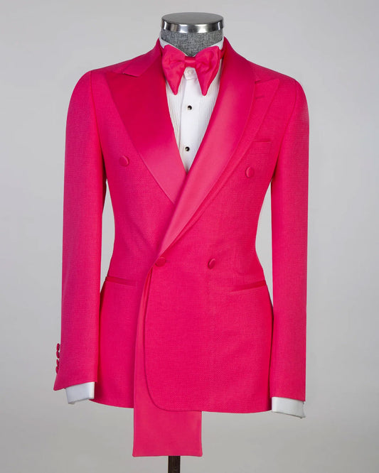 Double-breasted Pink 2-piece Tuxedo