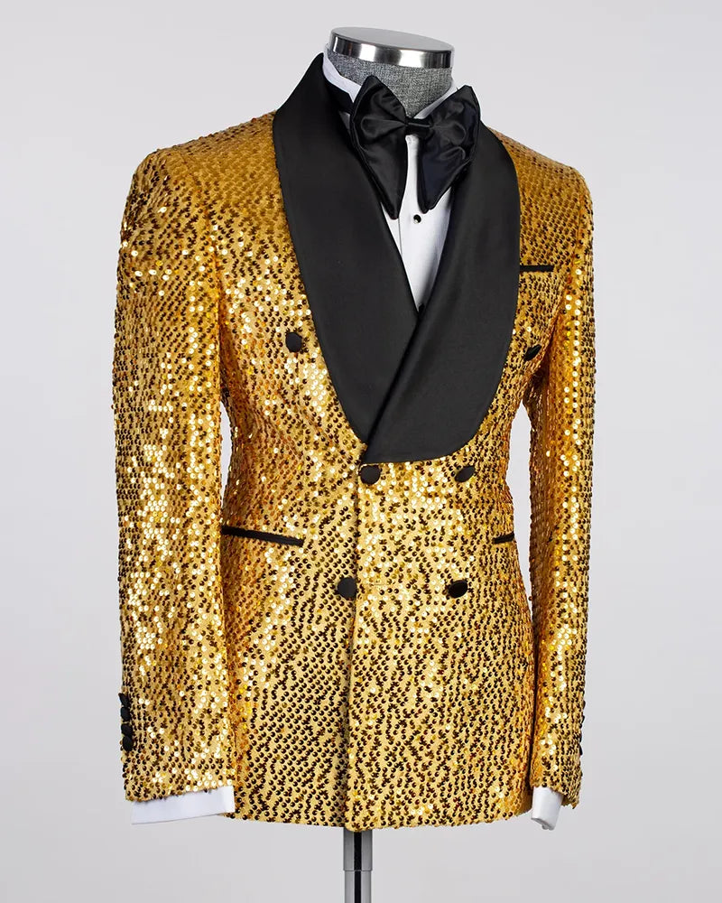 Sequins Shawl Lapel 2-piece Blazer Tuxedo