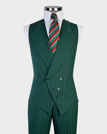 Green Peak Lapel Single-breasted 3-piece Suit
