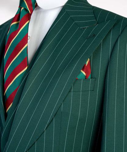 Green Peak Lapel Single-breasted 3-piece Suit