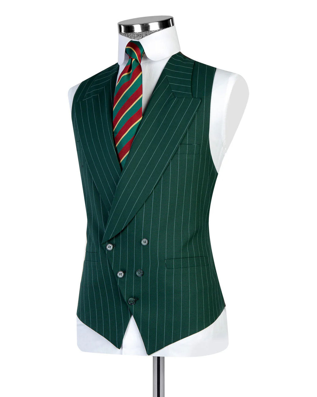 Green Peak Lapel Single-breasted 3-piece Suit